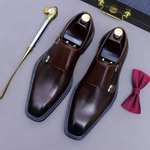Chaussures de ville pour hommes en cuir véritable à boucle, chaussures de bureau formelles, chaussures de style britannique à semelle en caoutchouc - Product Image 6