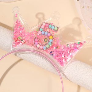Serre-tête Couronne d'Anniversaire Rose Mignonne pour Filles, Diadème Scintillant avec Chiffre et Paillettes, Accessoire Cheveux Cadeau Fête d'Anniversaire - Product Image 3