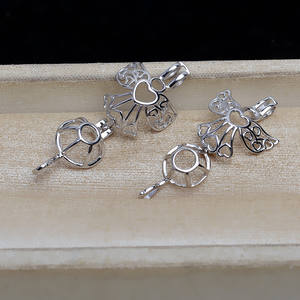 จี้เงินแท้ S925 สไตล์ยุโรป-อเมริกัน รูปนางฟ้า พร้อมไข่มุก 7-8 มม. แบบไม่เจาะรู สำหรับทำสร้อยคอ DIY อุปกรณ์ตกแต่งเครื่องประดับ จี้แบบกรง - Product Image 4