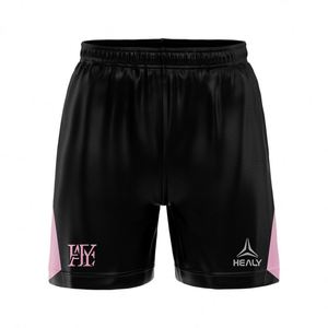 Shorts de football unisexes tendance européens et américains, respirants, à séchage rapide, taille élastique, en polyester, couleur unie rose - Product Image 1