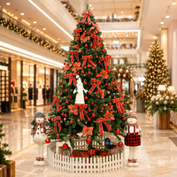 Grand sapin de Noël artificiel de luxe avec lumières LED et décorations rouges pour la maison, le centre commercial et les fêtes