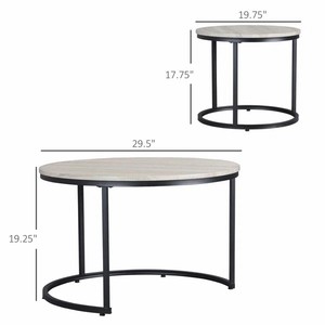 Tavolino da Tè Alto in Metallo e Legno di <span class=keywords><strong>Noce</strong></span>, Design Unico, Gambe in Acciaio, Arredamento per Soggiorno, Set di Tavolini da Caffè Componibili - Product Image 4