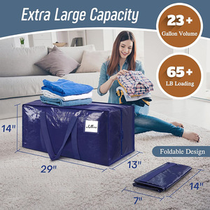 Dark Blue Sturdy Durable Clothes <strong>Storage</strong> <strong>Bags</strong> 6 Pack <strong>Extra</strong> Heavy Duty <strong>Large</strong> Moving <strong>Bags</strong> with Strong Zipper Comfortable Handles - Product Image 5