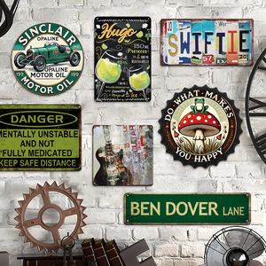 Targa Metallica Rotonda Personalizzata Vintage Retrò con Stampa UV <span class=keywords><strong>Olio</strong></span> Motore Benzina per Arredamento Parete Man Cave Garage Bar - Product Image 4