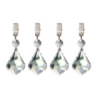 Ensemble de 4 pièces : Pendentifs en verre émaillé pour nappe, clips métalliques, pendentifs prismatiques en forme de goutte d'eau pour table de pique-nique