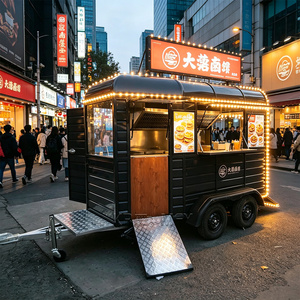 รถเข็นกาแฟขนาดกะทัดรัดพร้อมพื้นที่เตรียมอาหารและเคาน์เตอร์เสิร์ฟสำหรับรถพ่วงขายอาหารข้างทาง - Product Image 4