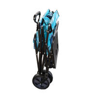 Chariot de camping portable pliable pour pique-nique en plein air avec table latérale, roues pivotantes, poignée rétractable, 360 degrés, tout en acier