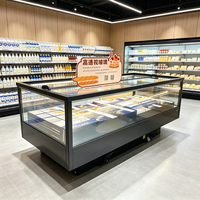 Congélateur îlot ODM ultra-silencieux et entièrement transparent avec dégivrage à une touche pour la présentation de gâteaux surgelés en magasin de proximité