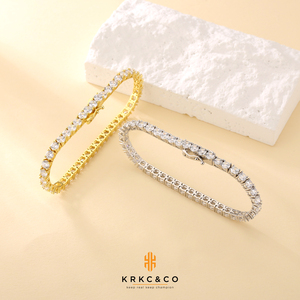 Gioielli raffinati <span class=keywords><strong>925</strong></span> <span class=keywords><strong>argento</strong></span> Sterling collana bracciale 3MM 4MM uomini donne ghiacciati fuori diamante Hip Hop Cubic Zirconia CZ catena Tennis - Product Image 5