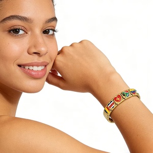 Bracelet en acier inoxydable de 9 mm avec breloque en forme de cœur, drapeau national italien, personnalisable, pour la fabrication de bijoux DIY, vente en gros - Product Image 3