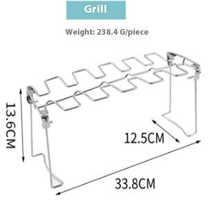 Directo de fábrica de acero inoxidable Rotisserie Rack Grill Pan BBQ Chicken Leg Rack para el hogar al aire libre plegable Stick Charcoal Camping - Product Image 6