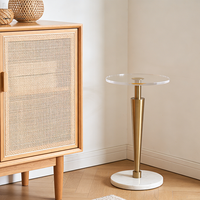 Table d'appoint scandinave Mobilier de maison Base en marbre minimaliste Table basse moderne en acier inoxydable pour le salon