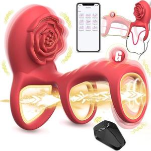 Anillo Vibrador para Pene de Silicona+ABS Marca XLN Popular para Hombres, Vibración Fina para Retrasar la Eyaculación, Estimulación del Clítoris, Masturbación Masculina, Negro Rojo - Product Image 3