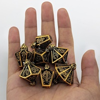 Ensemble de dés en métal creux, bronze antique, dés polyédriques pour Dungeons and Dragons, jeux de rôle TTRPG