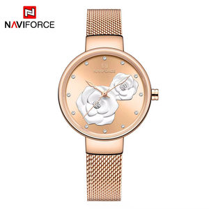 NAVIFORCE 5013 New Luxury Wristwatch 30M Waterproof Mesh Steel Strap Quartz <b>Watch</b> Relief with <b>Diamond</b> Women <b>Watches</b> - Product Image 1