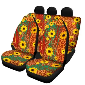 Luxe 3 Stuks Auto Stoelhoezen Volledige Set Universele Maat Zonnebloem Luipaard En Koeien Patroon Fit Meest Auto Interieur Auto accessoires