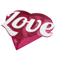 Patchs thermocollants personnalisés en chenille brodée avec logo, lettres, sequins, fleurs et cœurs pour la Saint-Valentin et le Mardi Gras