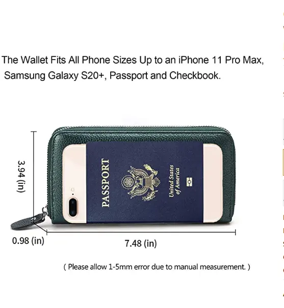 Brieftasche RFID-Blockierung Echtes Leder Reiß verschluss um Brieftasche Clutch Wrist let Travel Long Purse