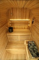 Sauna Eléctrica de Cedro Rojo Tradicional Negra para 2 Personas, 3KW, en Forma de Cubo, de Madera Sólida para Jardín o Villa