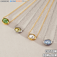 Collier Pendentif CAIOOCHE en Acier Inoxydable, Hexagone Irrégulier, Cristal Plaqué Or, Zircon Cubique Anti-ternissement, Bijoux en Gros, Cadeau pour Femme