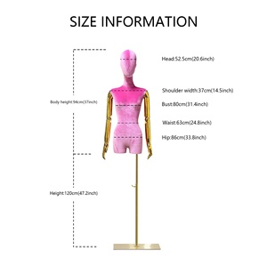 Maniquí de Exhibición de Ropa de Terciopelo y Fibra de Vidrio de Alta Gama, Color Rojo Rosa, con Brazos Dorados, <span class=keywords><strong>para</strong></span> <span class=keywords><strong>Mujer</strong></span>, Marca DELIANG - Product Image 4