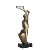 Sculpture abstraite en résine bronze antique, figurine sculptée à la main, base en marbre noir, décoration de table moderne de luxe pour la maison