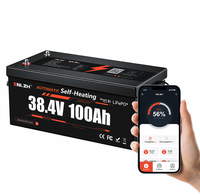 Baterai LiFePO4 Enlzh Marine Grade 38.4V 100Ah Bluetooth dengan Pemanas Otomatis 4000 Siklus untuk Motor Tempel Kapal Nelayan Air Asin