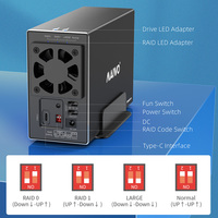 KINTEC K35272C Carcasa de Aluminio para Disco Duro SATA de 3.5 Pulgadas con Doble Bahía RAID, USB3.2 Gen2, Velocidad de Transferencia SATA de 10 Gbps, RAID 0/1/JBOD/LARGE U.A.S.P