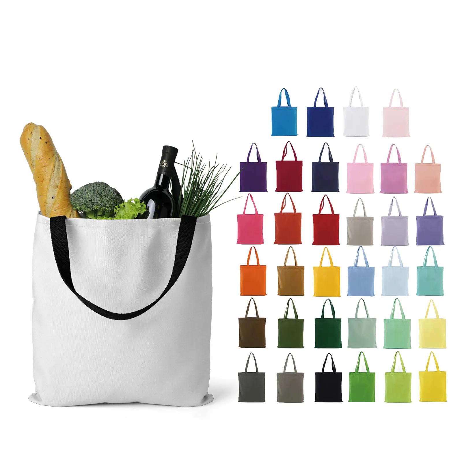 कैनवास शॉपिंग टोट बैग दैनिक उपयोग के लिए टिकाऊ कॉटन बैग और लोगो के साथ शॉपिंग टिकाऊ कैनवास बैग
