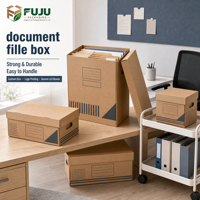 Boîte à documents industrielle robuste en carton ondulé recyclé FUJU - Logos personnalisables et impression artisanale sur mesure