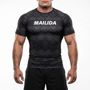 Rashguard NoGi per BJJ, Abbigliamento per Arti Marziali MMA, Rashguard Personalizzato a Manica Corta per Uomo, <span class=keywords><strong>Rash</strong></span> Guard BJJ, Brazilian Jiu Jitsu - Product Image 5