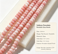 Vente en gros de perles ovales plates en porcelaine YUZHU YZ-38-21 5*8mm, faites à la main, colorées, finition brillante, élégantes, pour la fabrication de bijoux