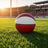 Ballon de basketball personnalisé avec logo, panneau blanc vierge, en cuir PU rouge, durable, pour l'entraînement, avec texture antidérapante, pour équipe et école