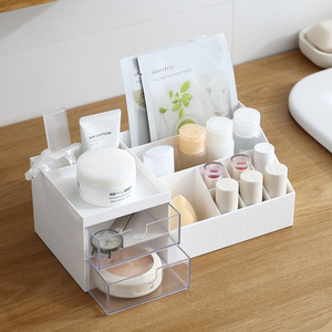 Nhựa trang điểm bàn chải mặt nạ chủ mỹ phẩm lưu trữ <span class=keywords><strong>Organizer</strong></span> Countertop Vanity <span class=keywords><strong>Organizer</strong></span> với ngăn kéo ký túc xá bàn hộp đồ trang sức - Product Image 1