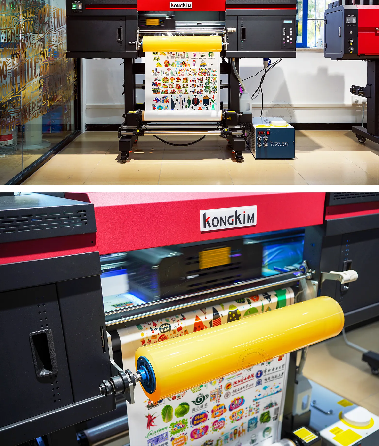 Mesin cetak Inkjet LED UV Flatbed Printer penggunaan stiker transparan Format besar industri