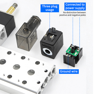 Van điện từ khí nén nhựa 4V210-08 DC24V <span class=keywords><strong>3</strong></span> vị trí 5 đường, Van điện từ AC220V 2 vị trí 5 đường - Product Image 2