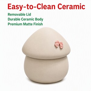 Urna Conmemorativa Hecha a Mano, Ecológica, de Cerámica Natural, con Forma de Casa de Hongos, Hermética, para Guardar Cenizas y Pelo de Mascotas (Perros y Gatos) - Product Image 1