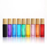 Bouteilles à bille en verre vides en gros 5ml 10ml rechargeables pour parfum et huiles essentielles, avec sérigraphie, bouchon en bambou et acier inoxydable