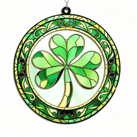 Cadeaux pour la Saint-Patrick pour femmes et hommes, attrape-soleil en verre avec trèfle irlandais, décoration suspendue pour la maison, décoration de fête
