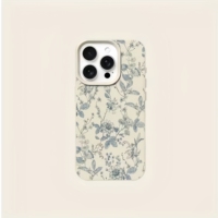 Coque de téléphone portable en TPU à motif floral bleu populaire, étui en cuir tendance, coque arrière pour iPhone 16 15 17 Air 18 Pro Max