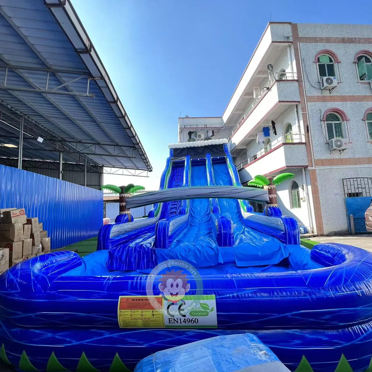 Toboganes acuáticos inflables comerciales para exteriores, atracciones para parque de atracciones, tobogán acuático inflable para niños al aire libre