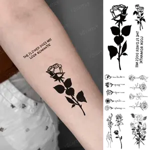 Neue schwarze Nacht Rose Muster Tattoo sexy Arm Kunst Tattoos Henna Tattoo Aufkleber Wasser transfer vorübergehend