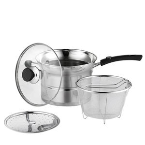 Vente en gros Marmite à <span class=keywords><strong>pâtes</strong></span> et nouilles multi-usages Marmite à vapeur en acier inoxydable <span class=keywords><strong>avec</strong></span> <span class=keywords><strong>passoire</strong></span> Pot à lait - Product Image 5