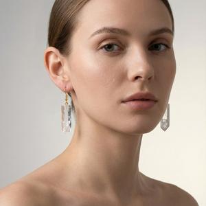 Pendientes de Cristal Blanco con Columna Hexagonal de Acero Inoxidable Dorado y Plateado, Joyería de <span class=keywords><strong>Piedras</strong></span> Preciosas para Mujer, Regalo para Amiga - Product Image 5