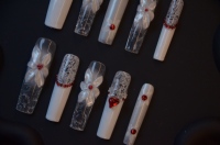 Faux ongles complets en forme d'amande, design gothique démoniaque fait à la main, strass, écologiques, portables sur les doigts, ongles pressés, 10 pièces
