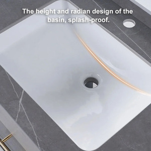 Meuble-lavabo mural de luxe européen 2025 avec double vasque et armoires de salle de bain avec miroir pour la famille ou l'hôtel - Product Image 5