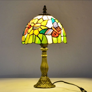LongHuiJing Tiffany 8 Inch Style Sunflower Lampshade Table Lamps Vintage Pastoral Bedside <b>Lights</b> Butterfly Stained Glass Lamp - Product Image 1