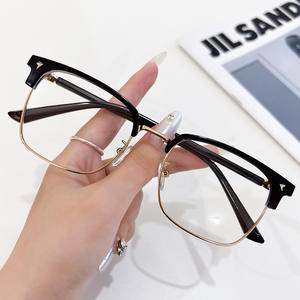 Montures de lunettes rectangulaires demi-cerclées unisexes, verres en Tr90, protection anti-lumière bleue pour hommes et femmes, verres plats Yc9536 A3 - Product Image 5