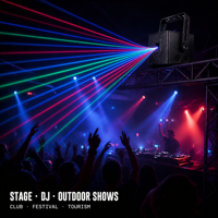 Projecteur laser RGB 10W étanche pour extérieur, idéal pour les événements scéniques, les soirées DJ et les spectacles nocturnes touristiques, avec scanner Galvo 25KPPS
