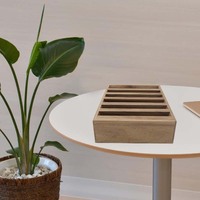Table basse ottoman en bois d'acacia avec poignées, incluant 5 boîtes amovibles pour collations, charcuterie et fêtes